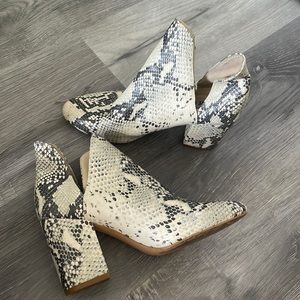 Snakeskin booties